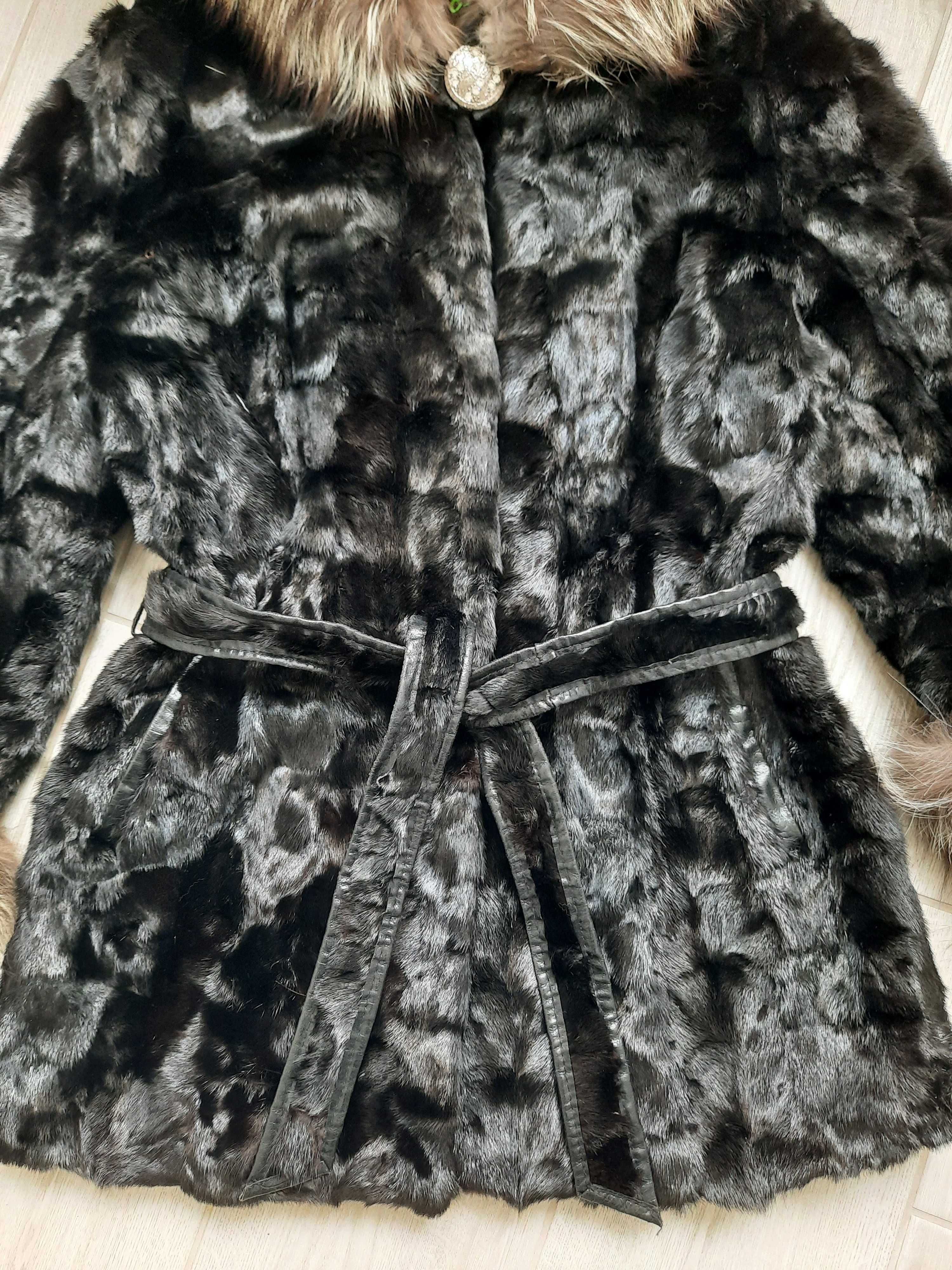 Шуба норковая натуральная норка мех чернобурка (есть замеры), р-р M/S