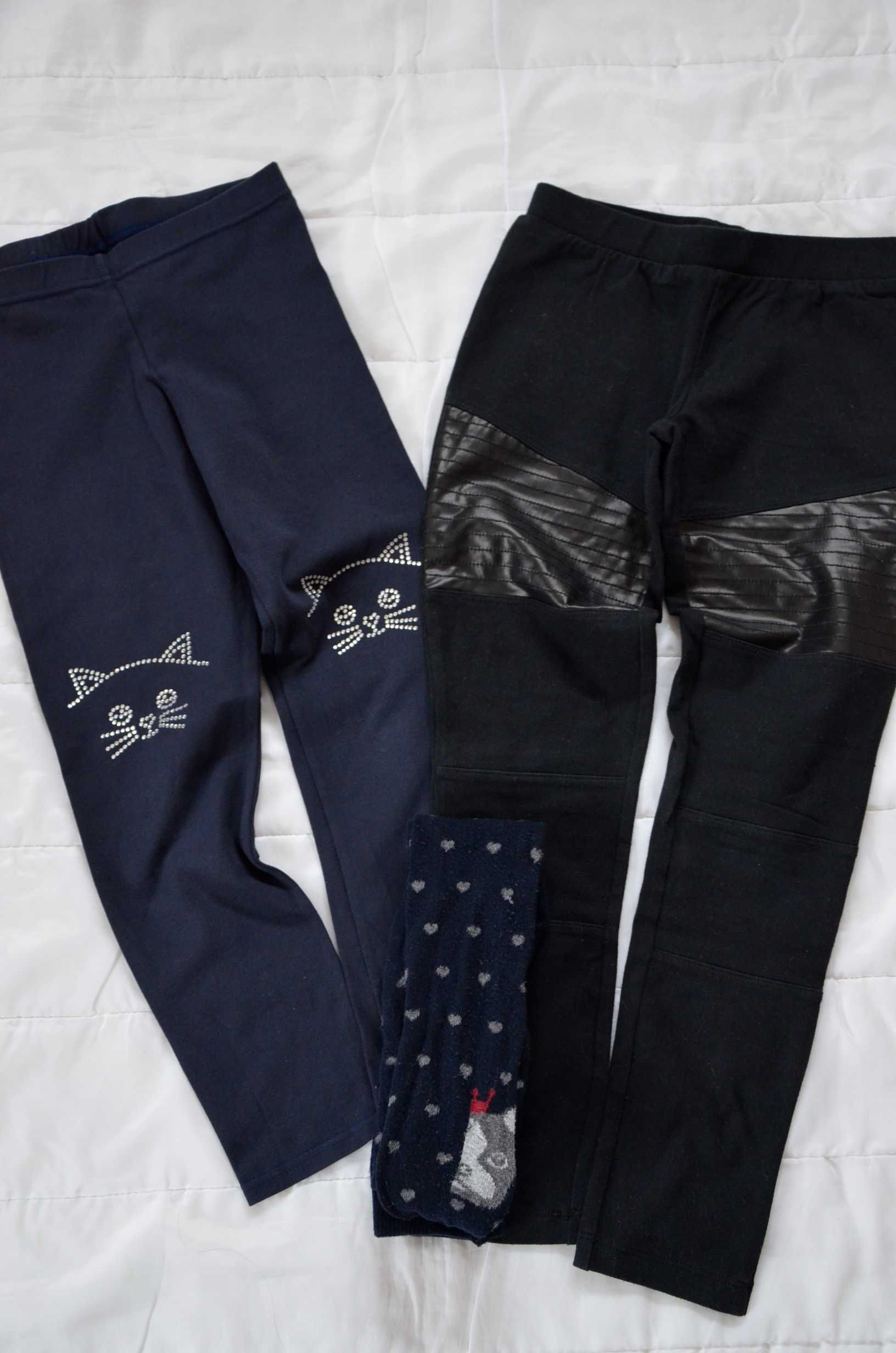 legginsy zestaw ubrań getry spodnie Calzedonia rajstopy 7 lat buldog