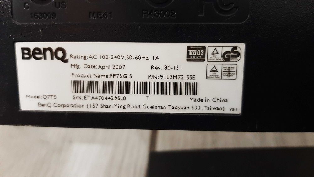 Монітор BenQ FP73G Q7T5 діагональ 17 дюймів, 1280x1024 пікселів