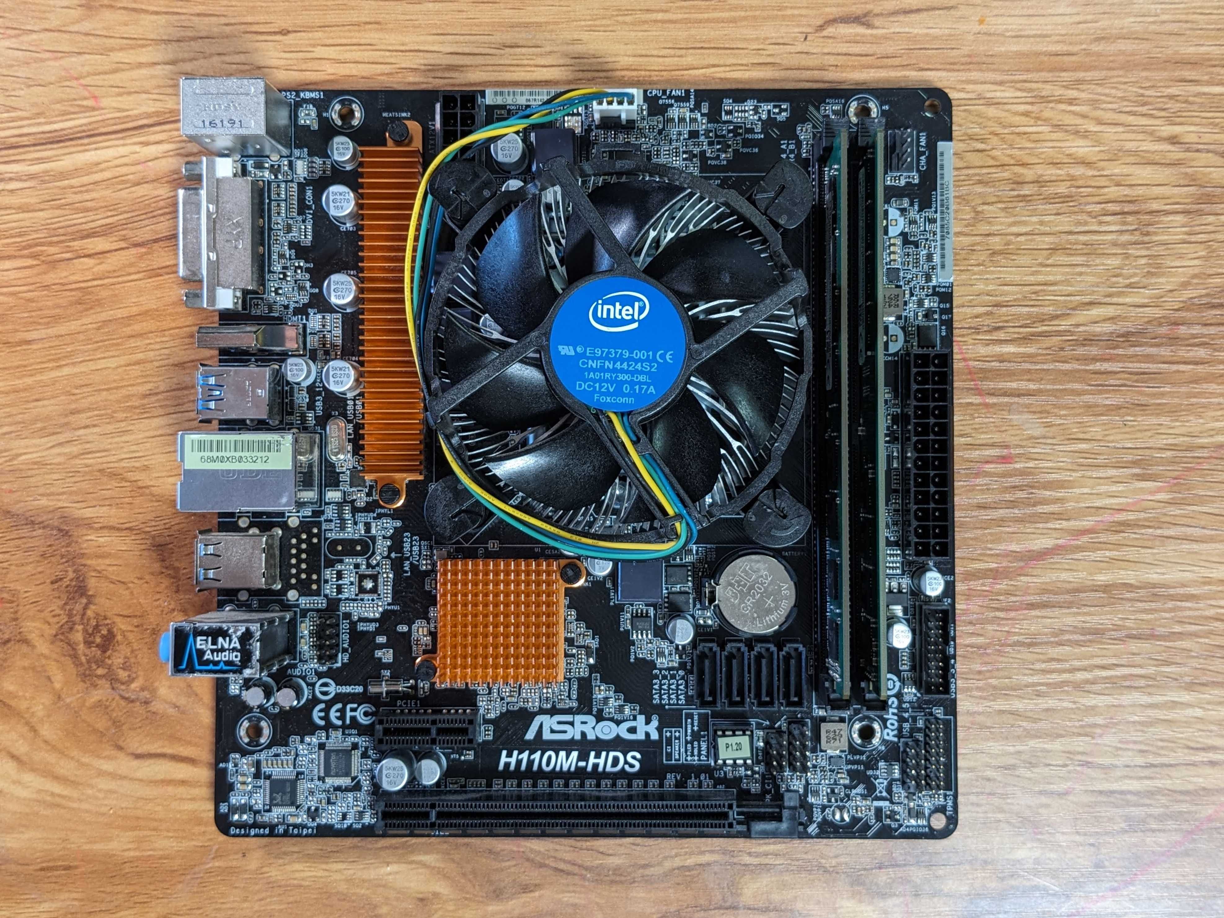 Комплект asrock h110m-hds +intel core i3-7100+ 8gb ddr4 материнка 1151