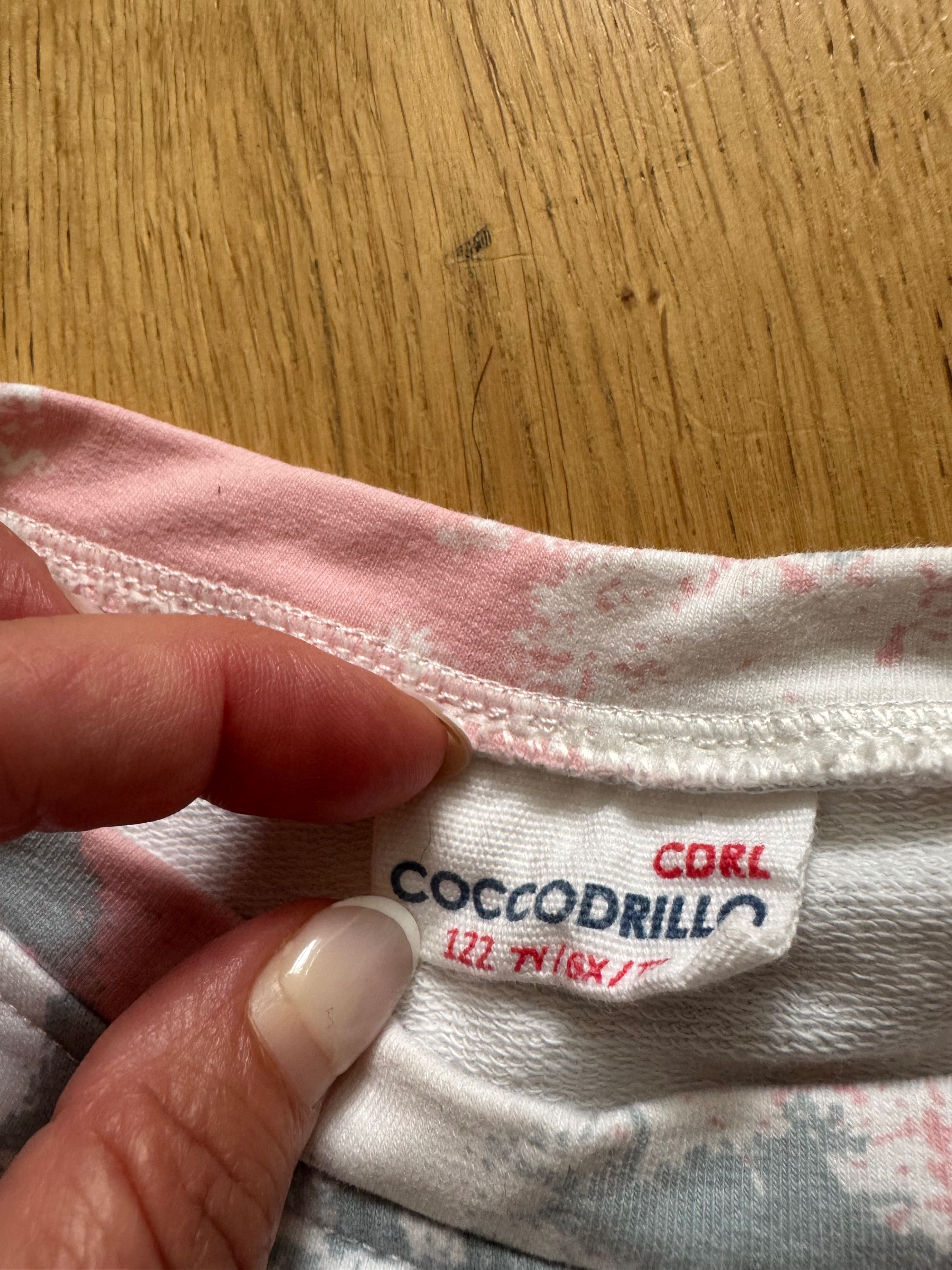 Bluza biała w szaro różowe łatki 122 Coccodrillo