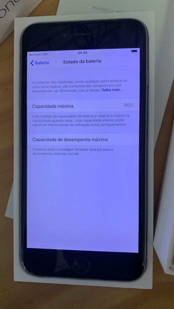 IPhone 6s Plus desbloqueado com bateria a 96%
