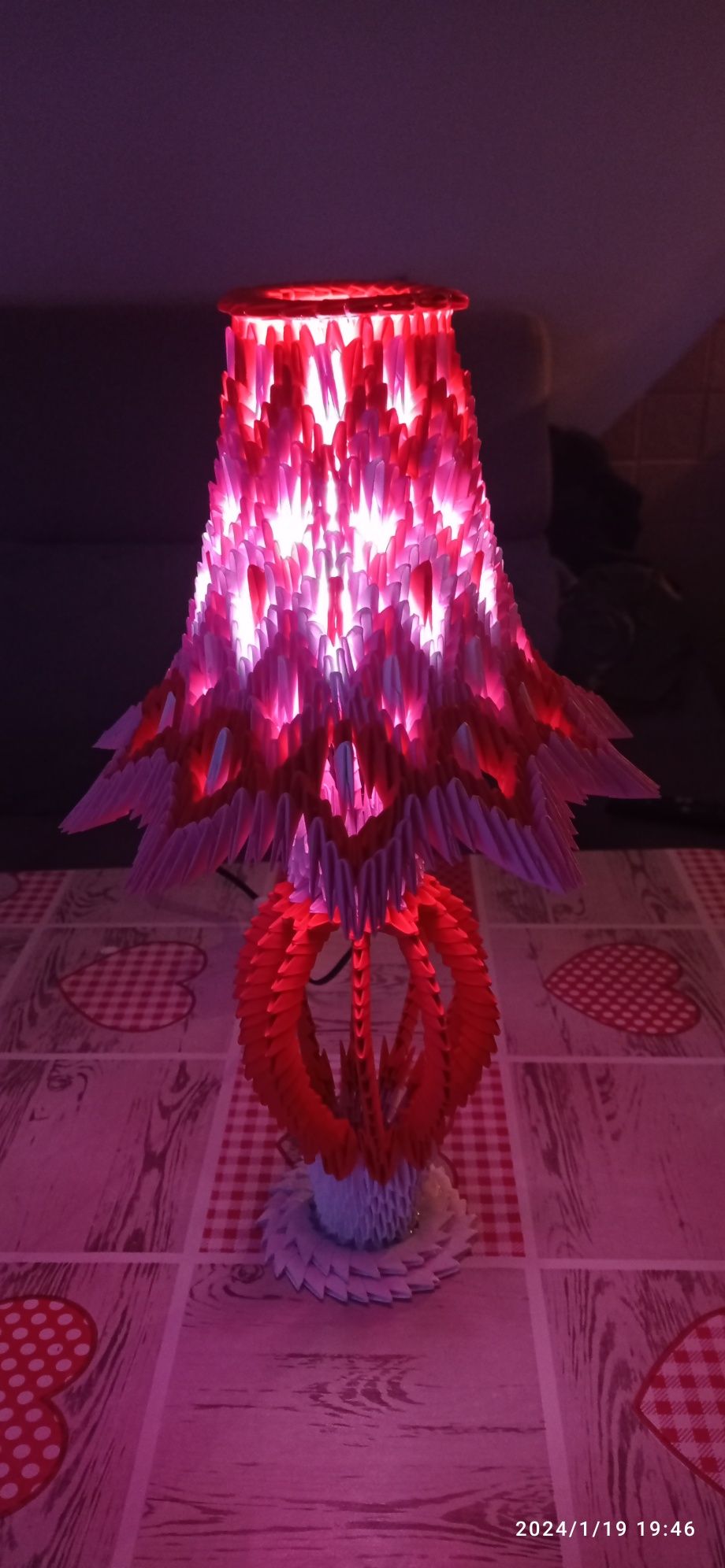 Lampka nocna  z origami.