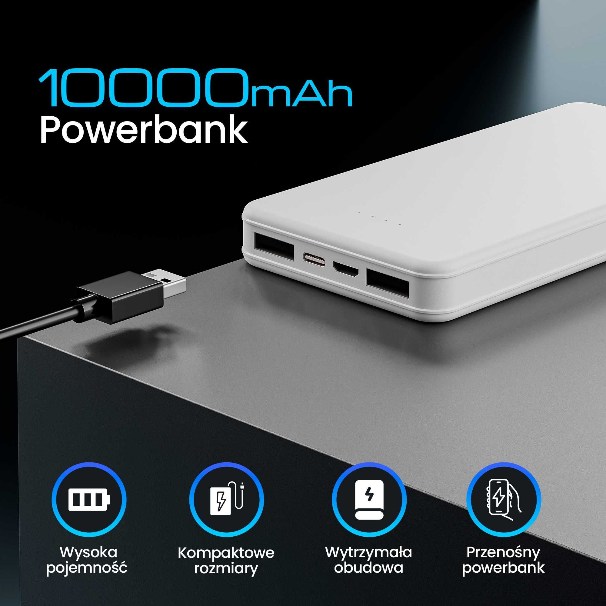 Extralink EPB-078W 10000mAh Biały | Powerbank | Power bank, USB-C