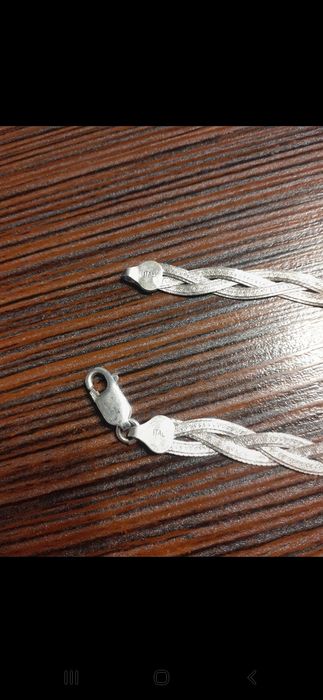 Włoski, srebrny naszyjnik-warkocz