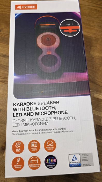 Głośnik karaoke bluetooth z mikrofonem LED