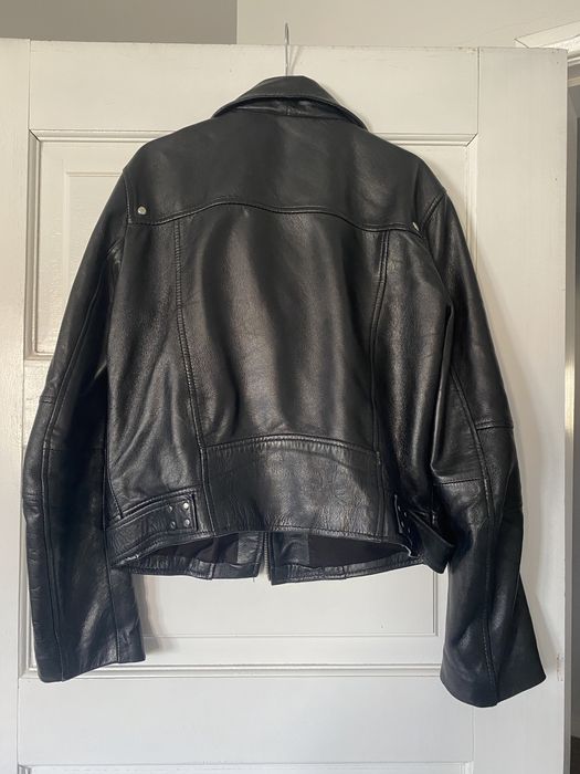 Casaco biker cabedal pele zara