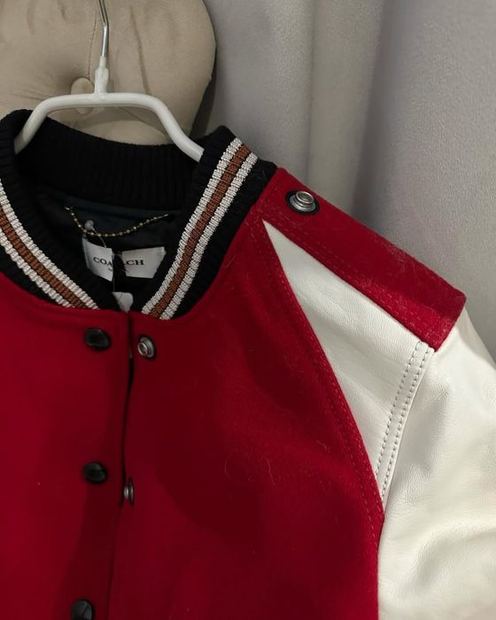 Coach куртка бомбер шерсть/ натуральная кожа/ натуральный мех оригинал