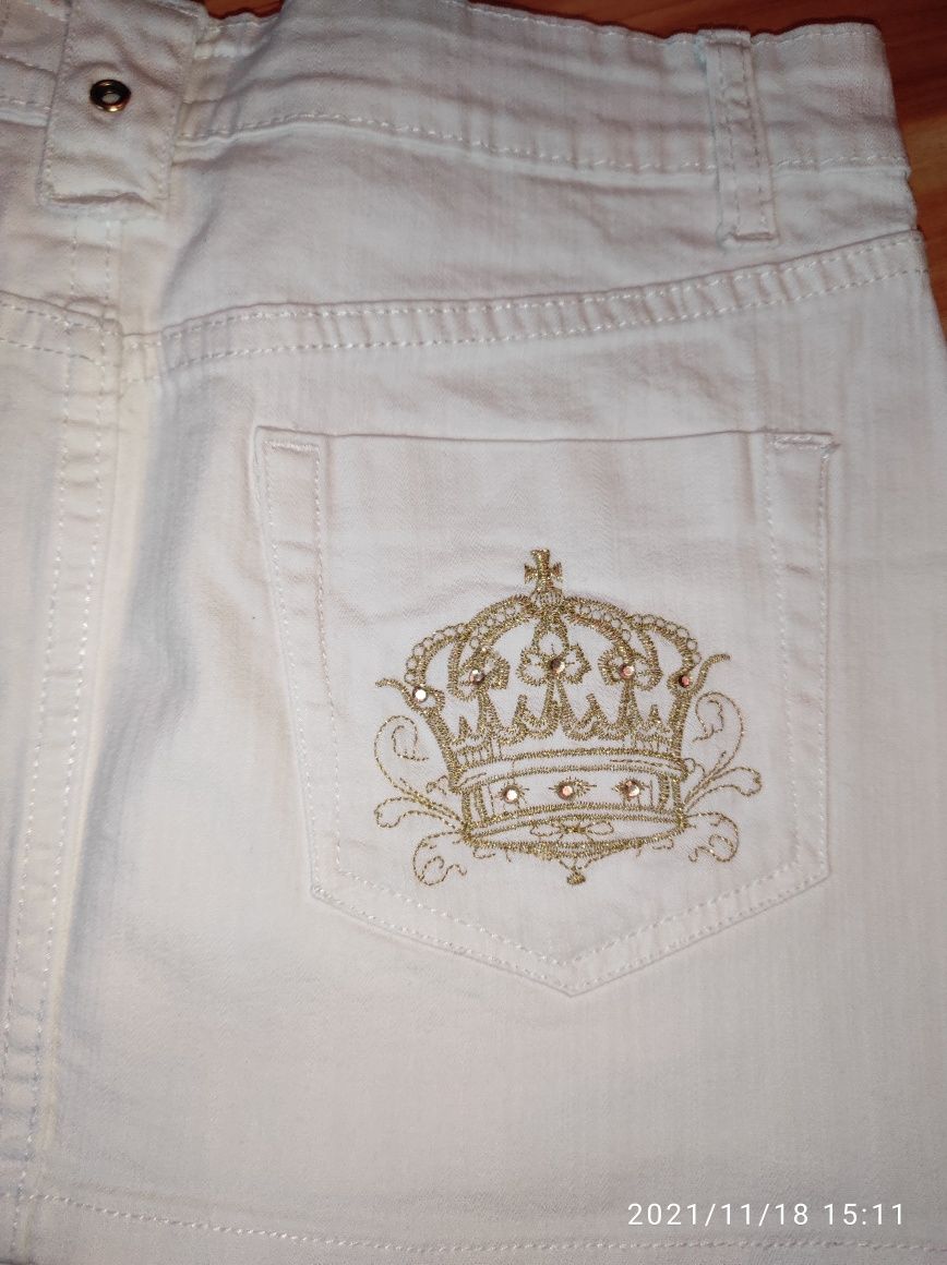 Biała spódnica spódniczka mini jeans M/L