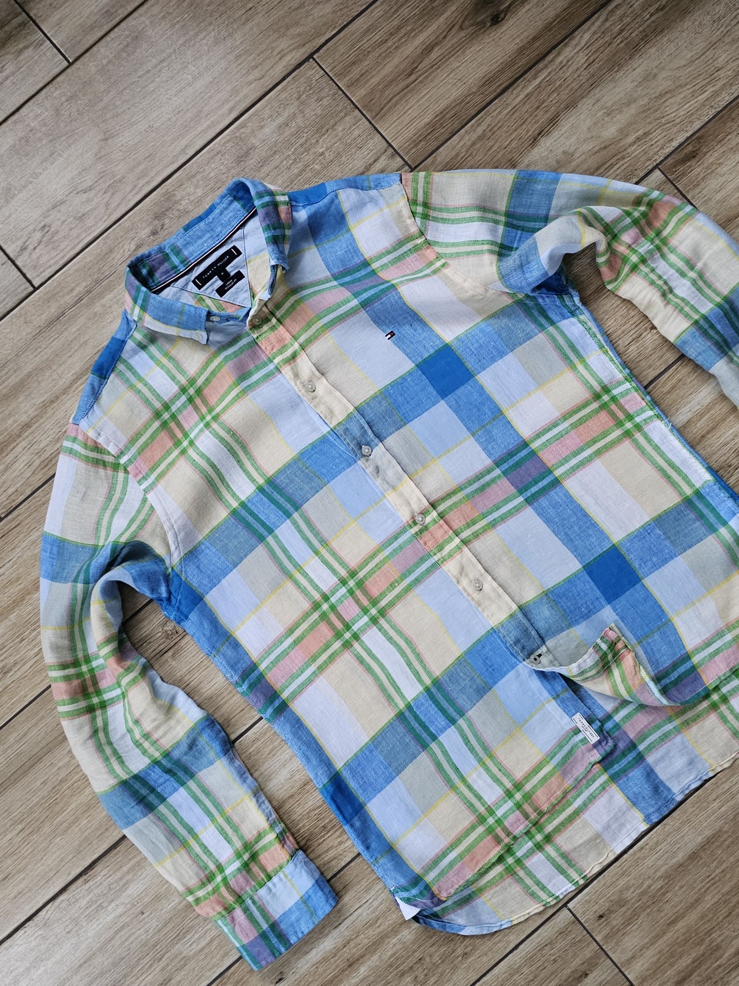 koszula TOMMY HILFIGER lniana meska 100% len r. L M -  jak NOWA