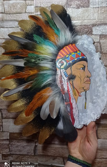 Панно  велике індіанець на зрізі дерева