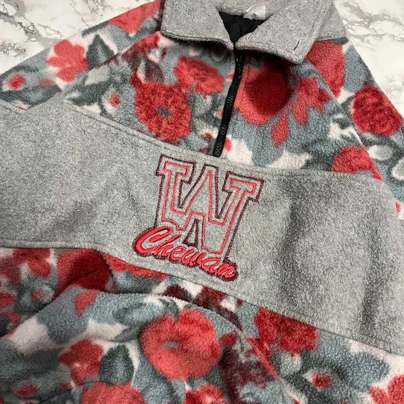 Vintage Polar w Kwiaty Wzory Crazy Fleece Retro Y2K 90s