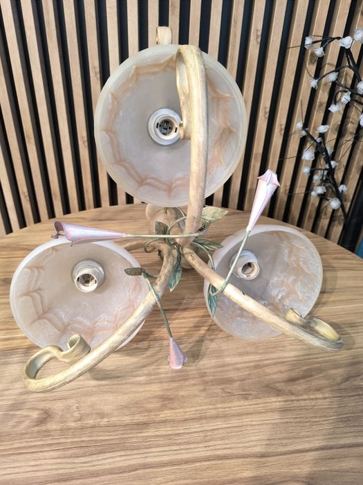 Żyrandol plus lampa stojąca vintage ręczna robota