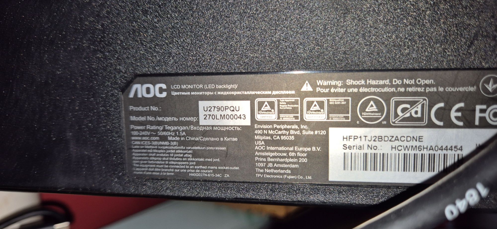 Monitor AOC U2790PQU 27" 4k