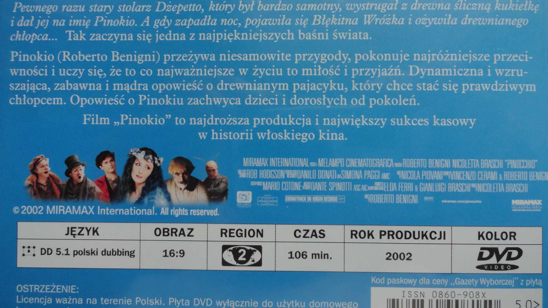 Film "Pinokio"płyta DVD Roberto Benigni, Nicoletta Braschi-st. idealny