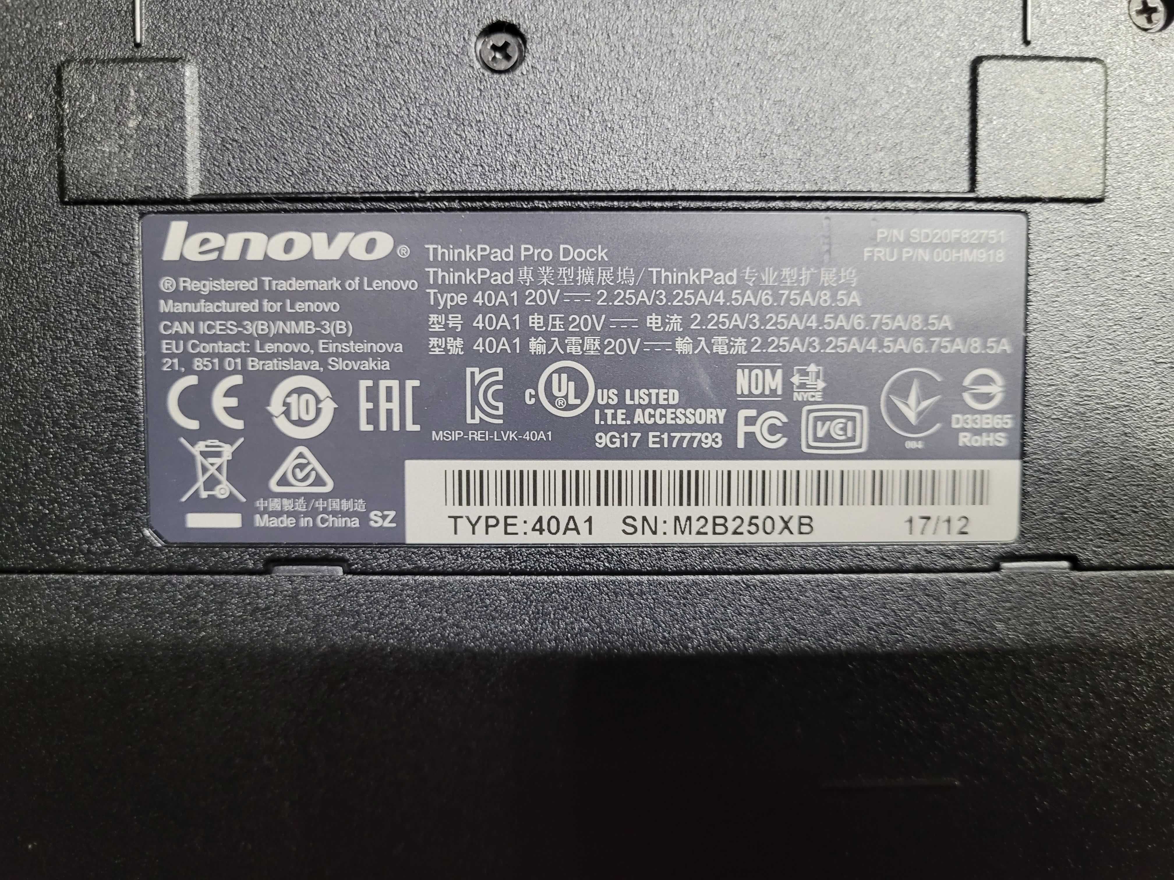 Lenovo ThinkPad Pro Dock 40A1 T440 T540 X240 T550 T560