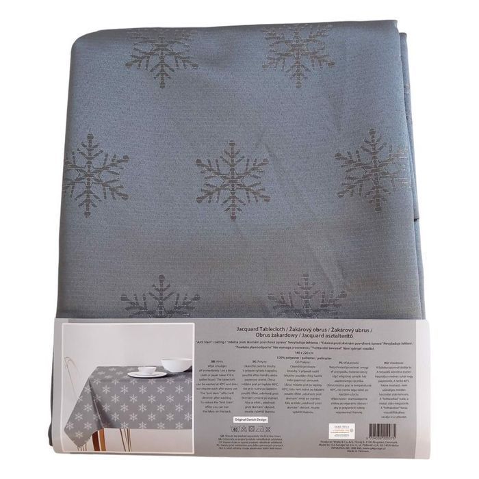 Obrus Plamoodporny Żakardowy 140x220 Śnieżynki