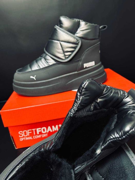 Зимние женские дутики пума  серые супер тёплые дутиши puma на меху