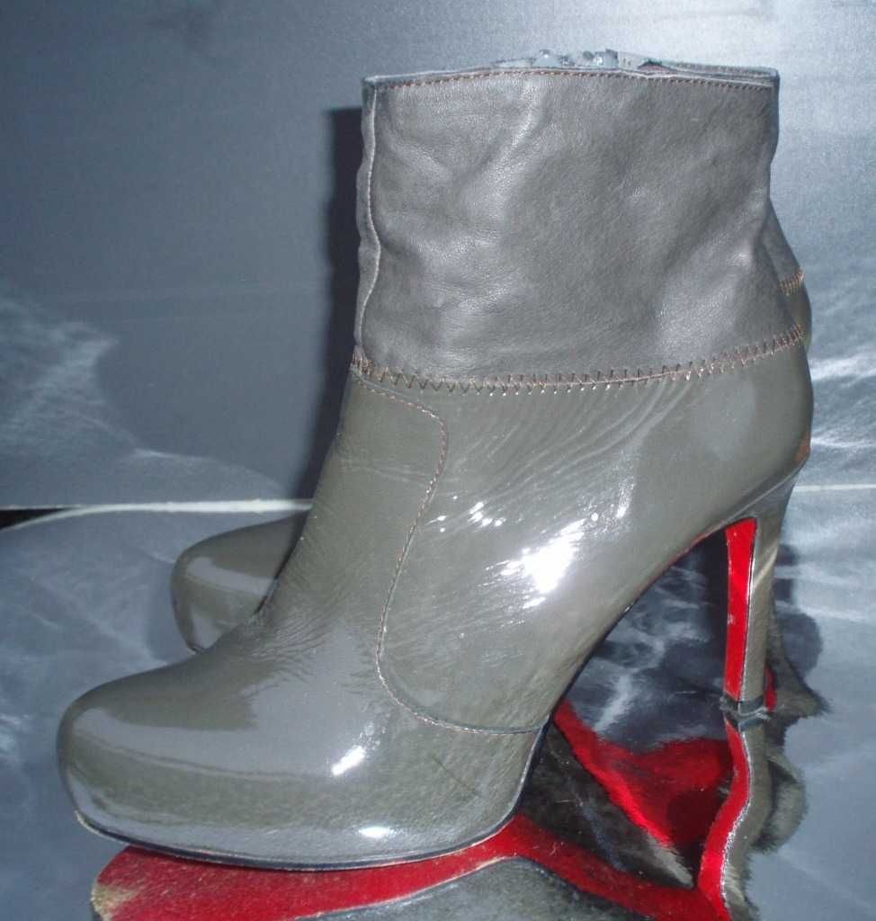 MONNARI BOTKI r.40 czerwona podeszwa, skórzane