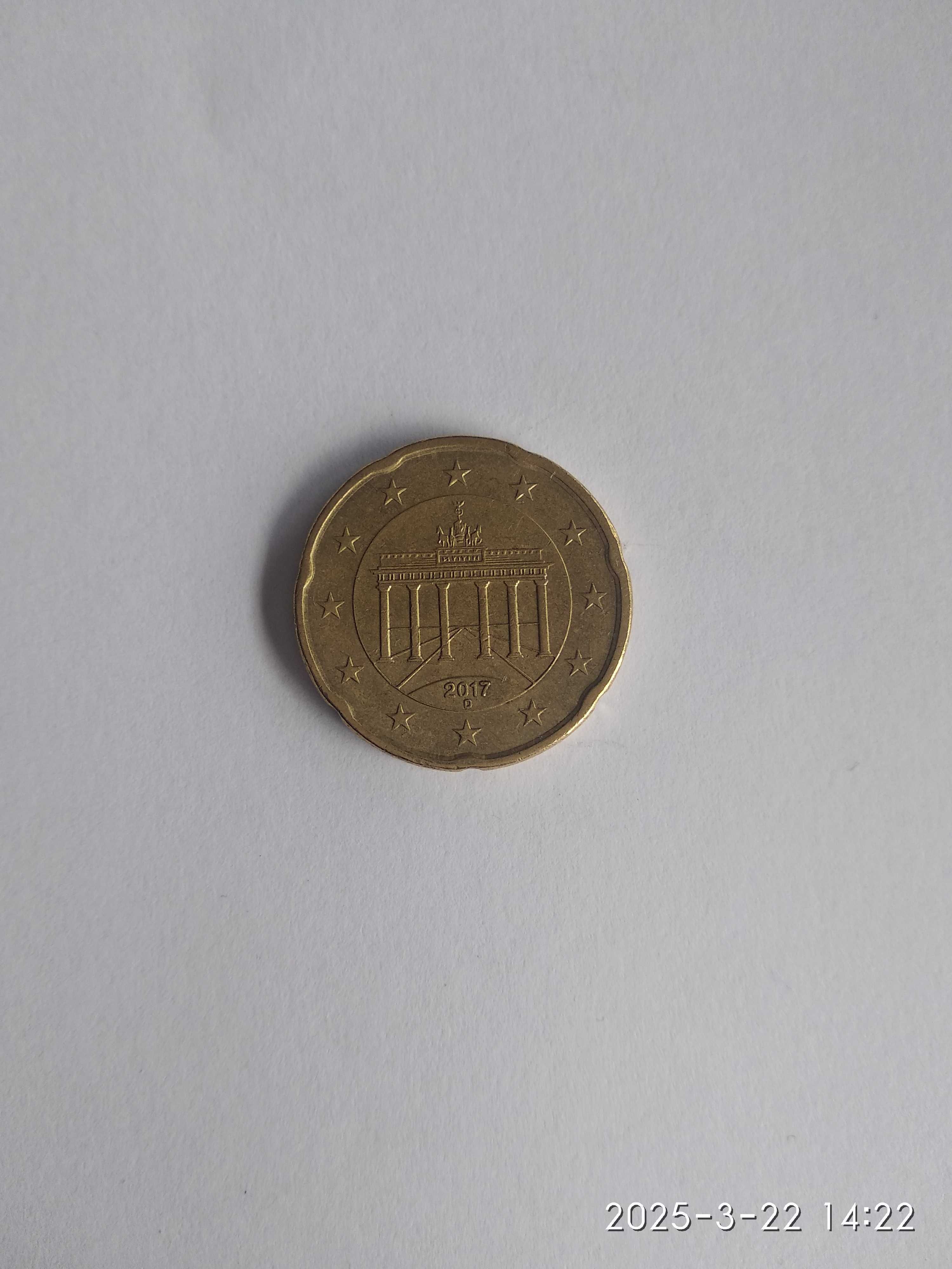 Moeda 20 Cêntimos do euro Alemanha 2017 F