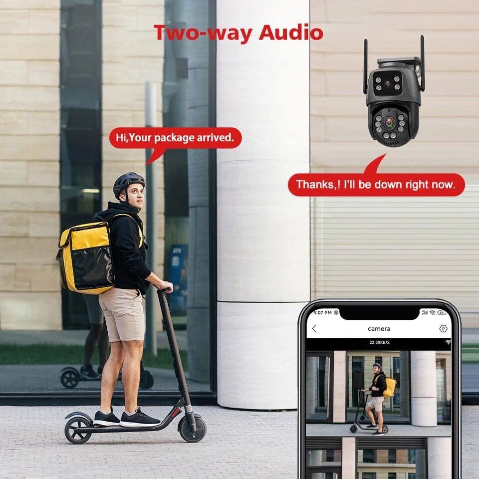 Boavision 8МП, двойная уличная WiFi камера видеонаблюдения +карта 64gb
