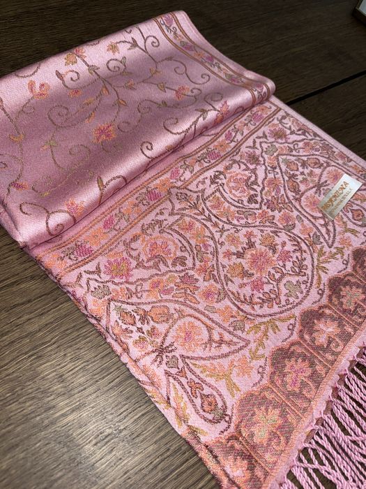 Jasnorozowy kaszmirowy szal 70% Kaszmir 30% Jedwab