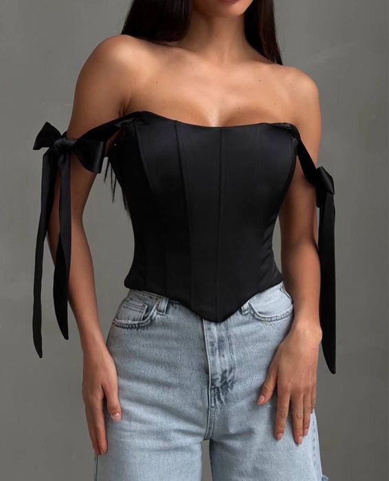 Корсет топ корсетний чорний білий червоний блакитний