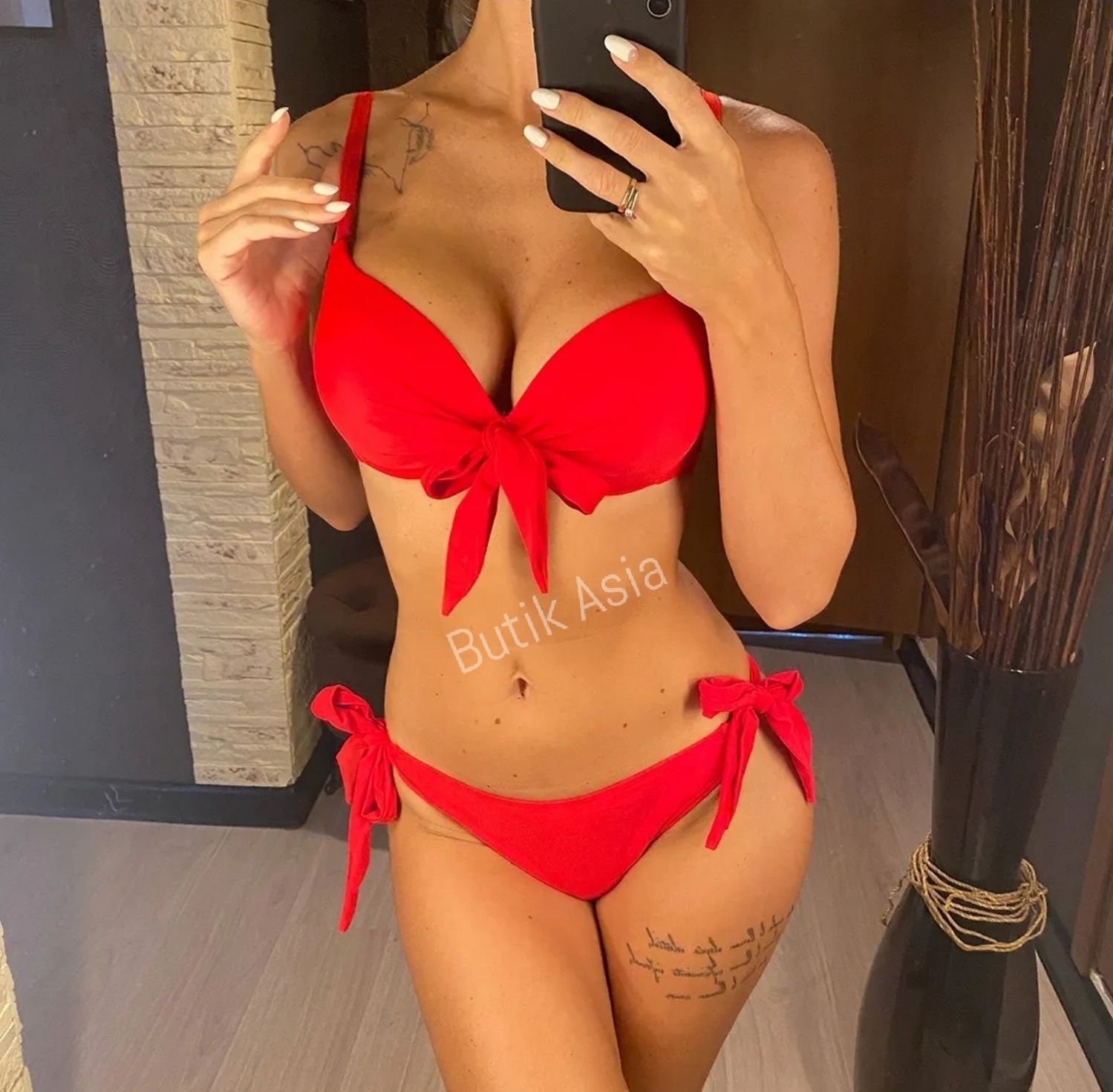 Strój kąpielowy dwuczęściowy czerwony push up 38/M bikini sexi