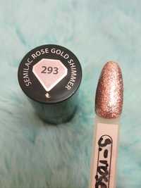 Nowy brokatowy lakier hybrydowy semilac rose gold shimmer 293 manicure