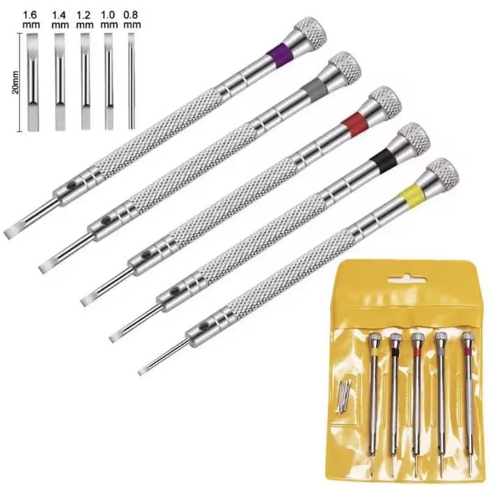 Набор часовых отверток в футдяре 5шт новый качественный