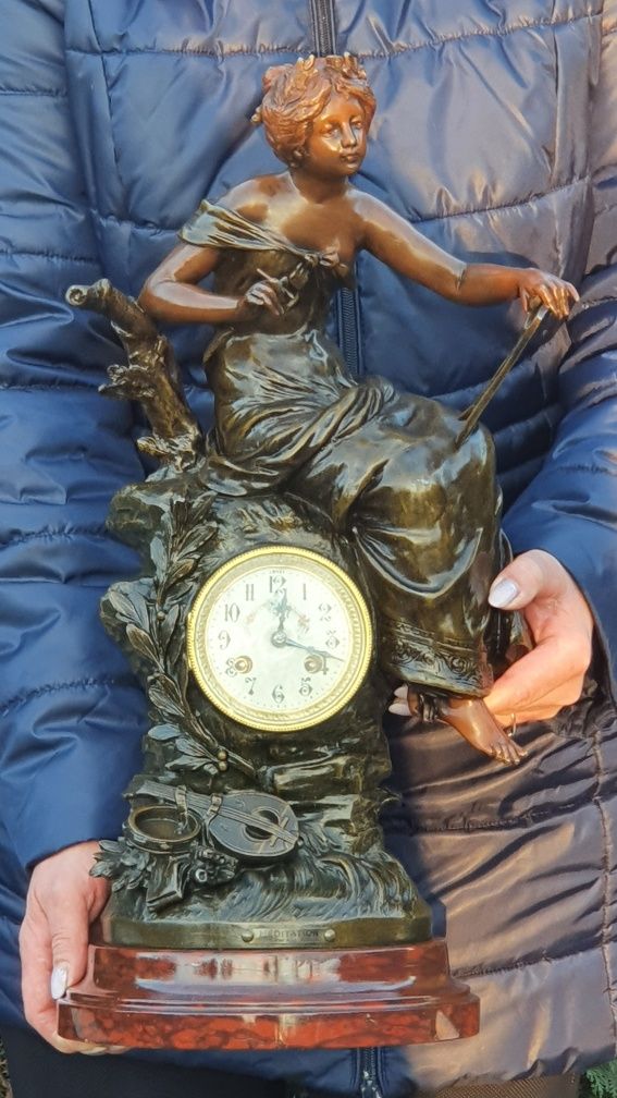 Zegar kominkowy antyk XIXwiek sygnowany August Moreau prezent