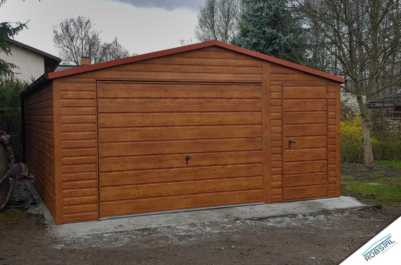 Garaż Blaszany Blaszak 4,5x5m drewnopodobny z bramą uchylną