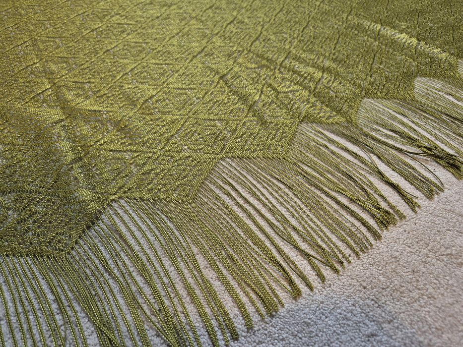 Zielona koronkowa zazdrostka firanka