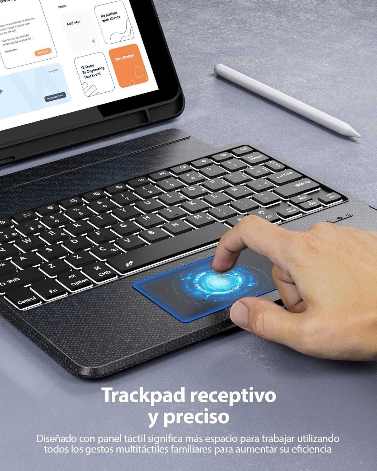Doohoeek etui klawiatura LED RGB iPad 10.2" iPad 9/8/7 Air 3 Pro 10.5"