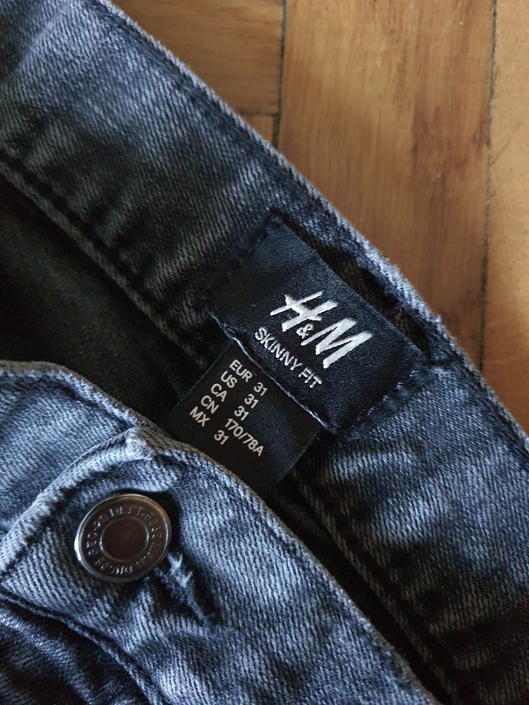 Spodnie / jeansy ciemno szare H&M skiny fit męskie