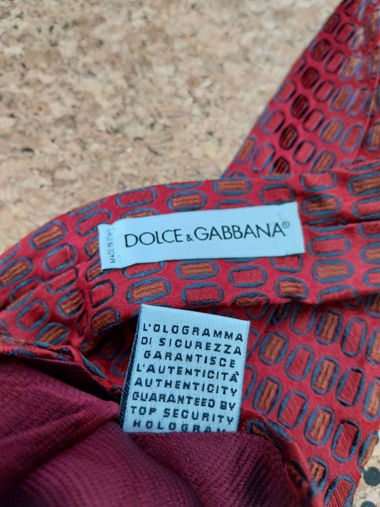 Bordowy jedwabny krawat męski Dolce&Gabbana