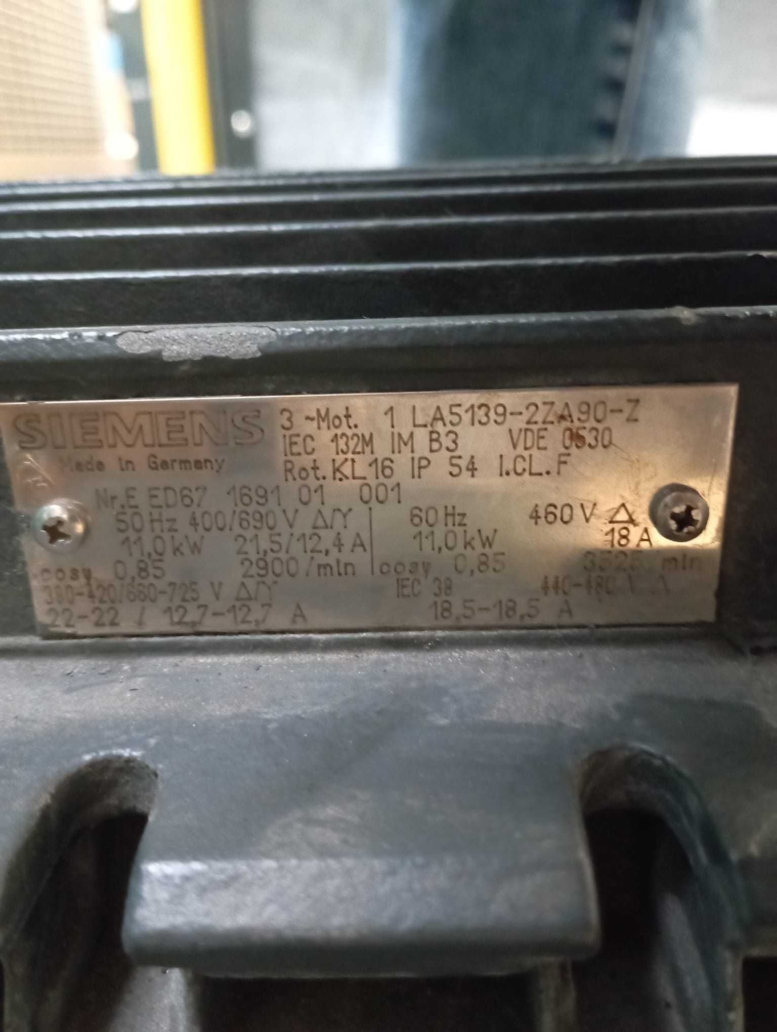SPRAWNY!!! Silnik elektryczny SIEMENS, 11kW, 1LA5139-2ZA, S006148