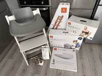 Stokke Tripp Trapp zestaw Baby i Newborn Set, Harness taca białe szare