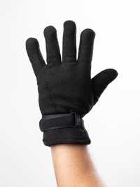 Флісові двошарові рукавиці з затяжкою на липучці Чорні