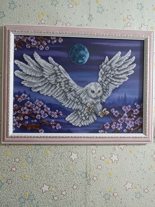Картина сова з бісеру