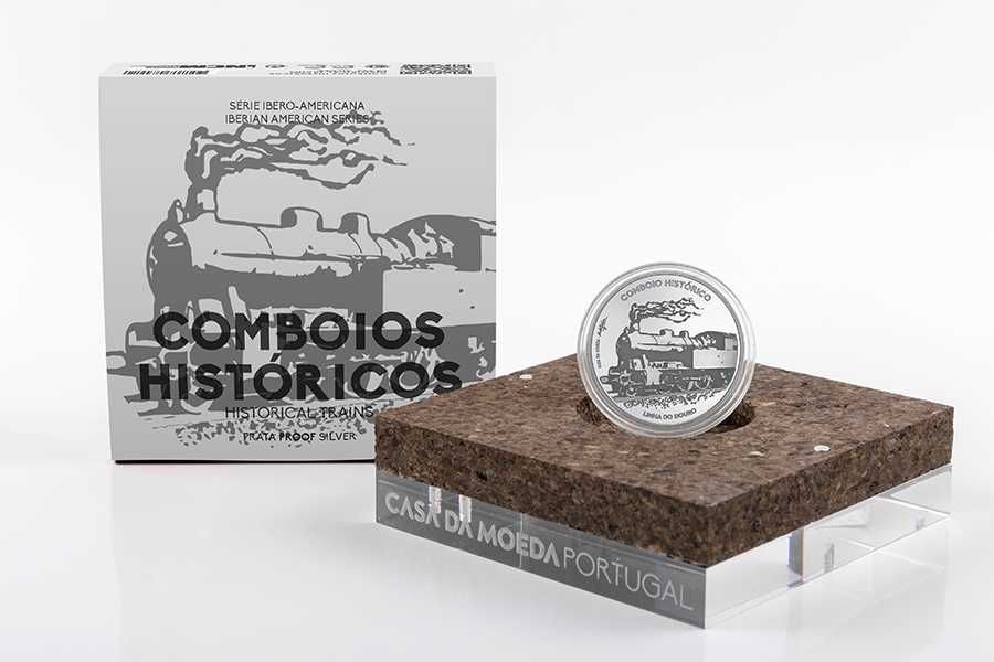 7,5 Euros 2020 Estojo Prata Proof Comboios Históricos