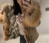 Parka roz S naturalne futro