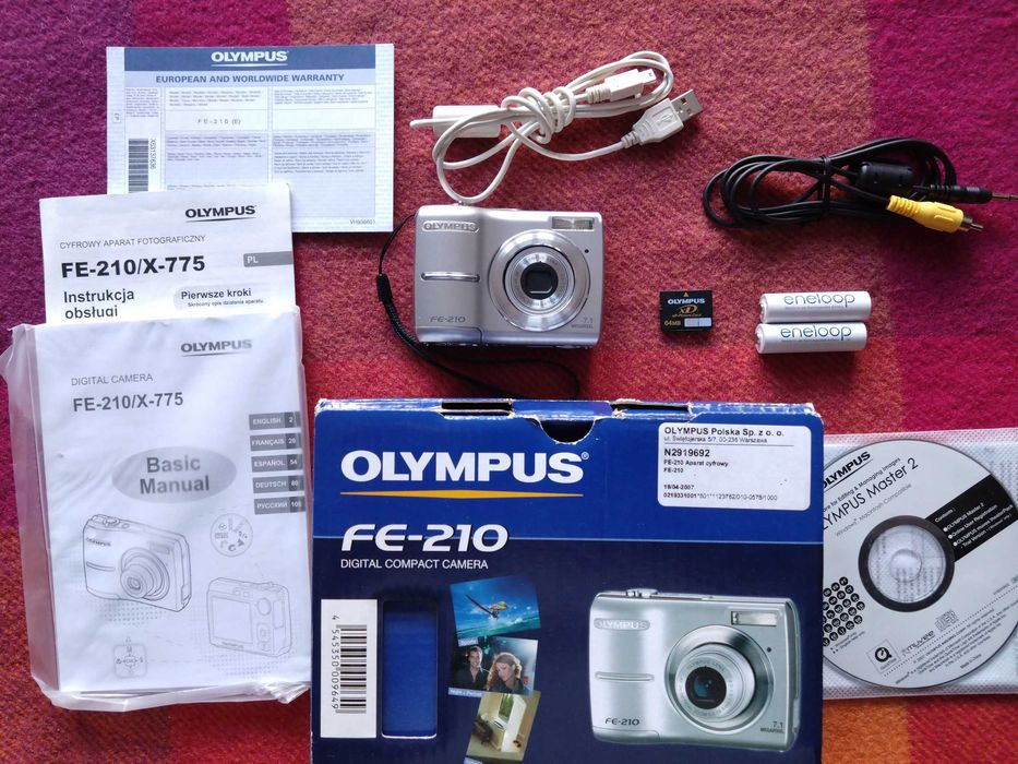 Aparat Olympus FE-210 Cyfrowy kompaktowy CCD Vintage Zestaw + Karta xD