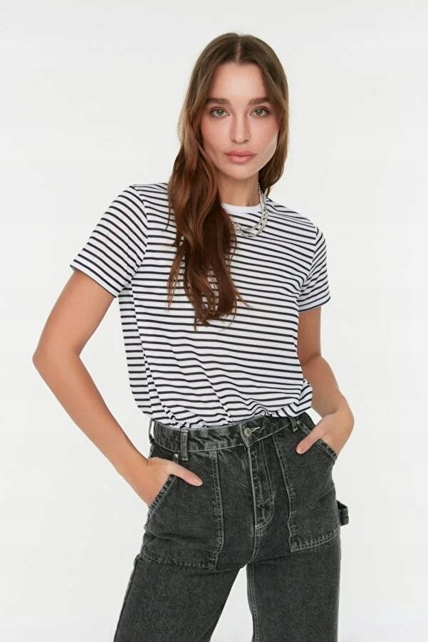 Trendyol 36 S T-Shirt Koszulka W Paski J22712