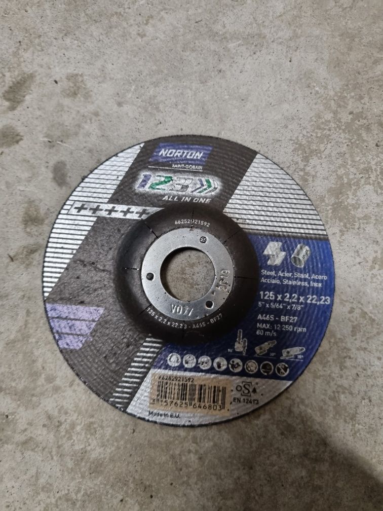 1 zł / sztuka ! Tarcze do cięcia stali metalu NORTON 125x 2,2 x 22,23