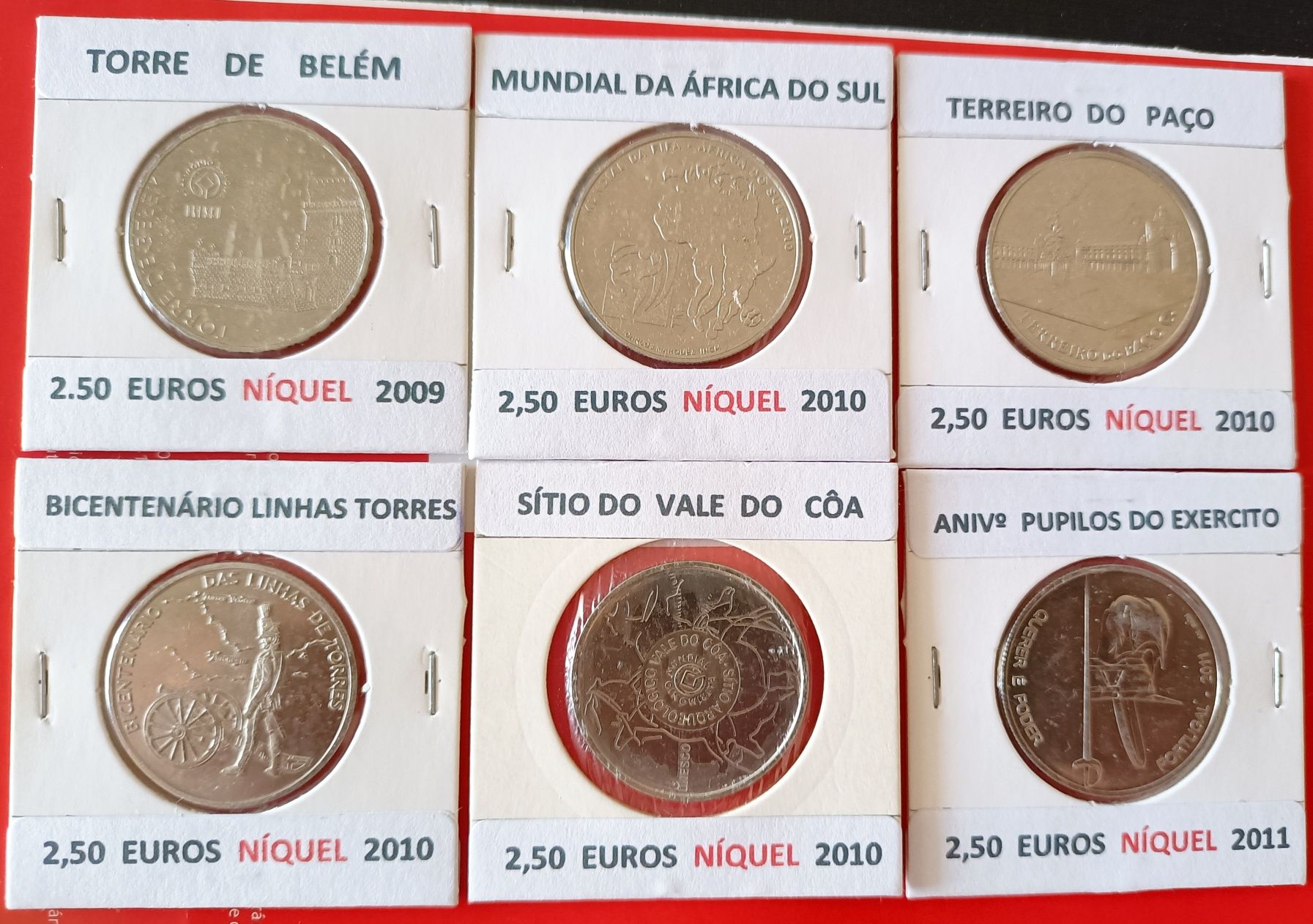 46 Moedas Comemorativas Portuguesas de 2,50 Euros Níquel