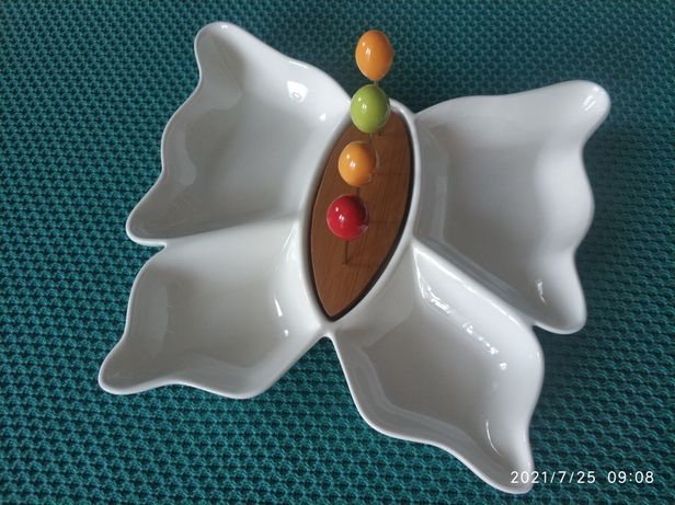 Duży talerz ceramiczny /patera motyl na owoce/przekąski/przystawki