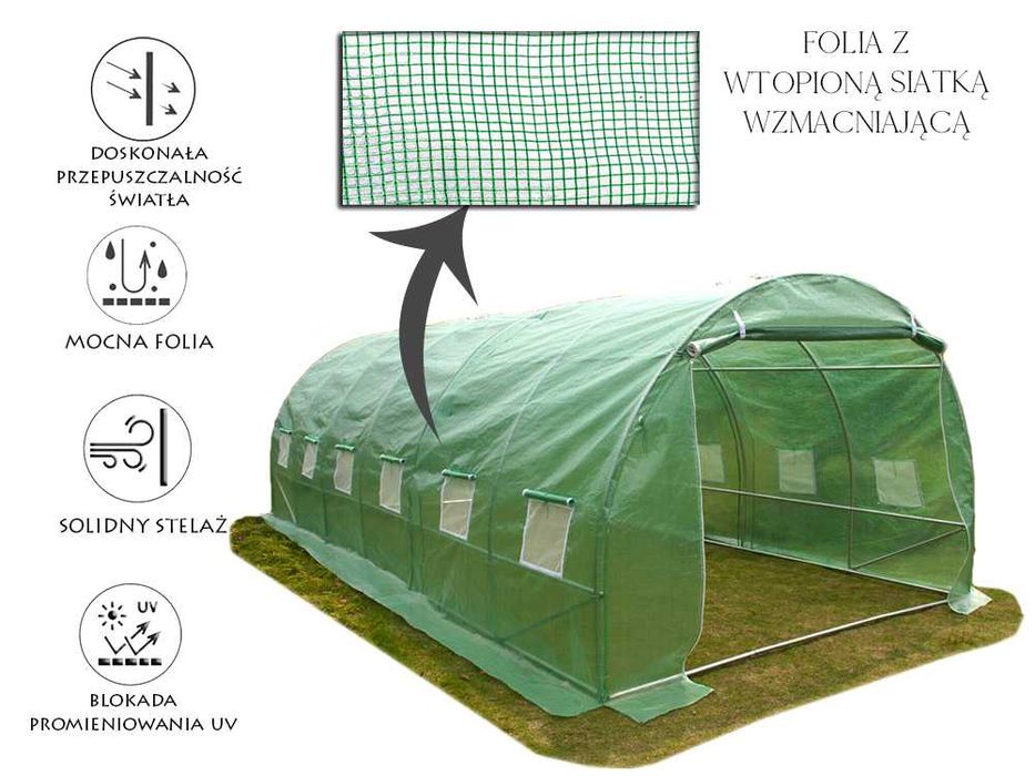 TUNEL FOLIOWY 8x3m foliówka foliowiec ogrodowy FOLIAK na pomidory