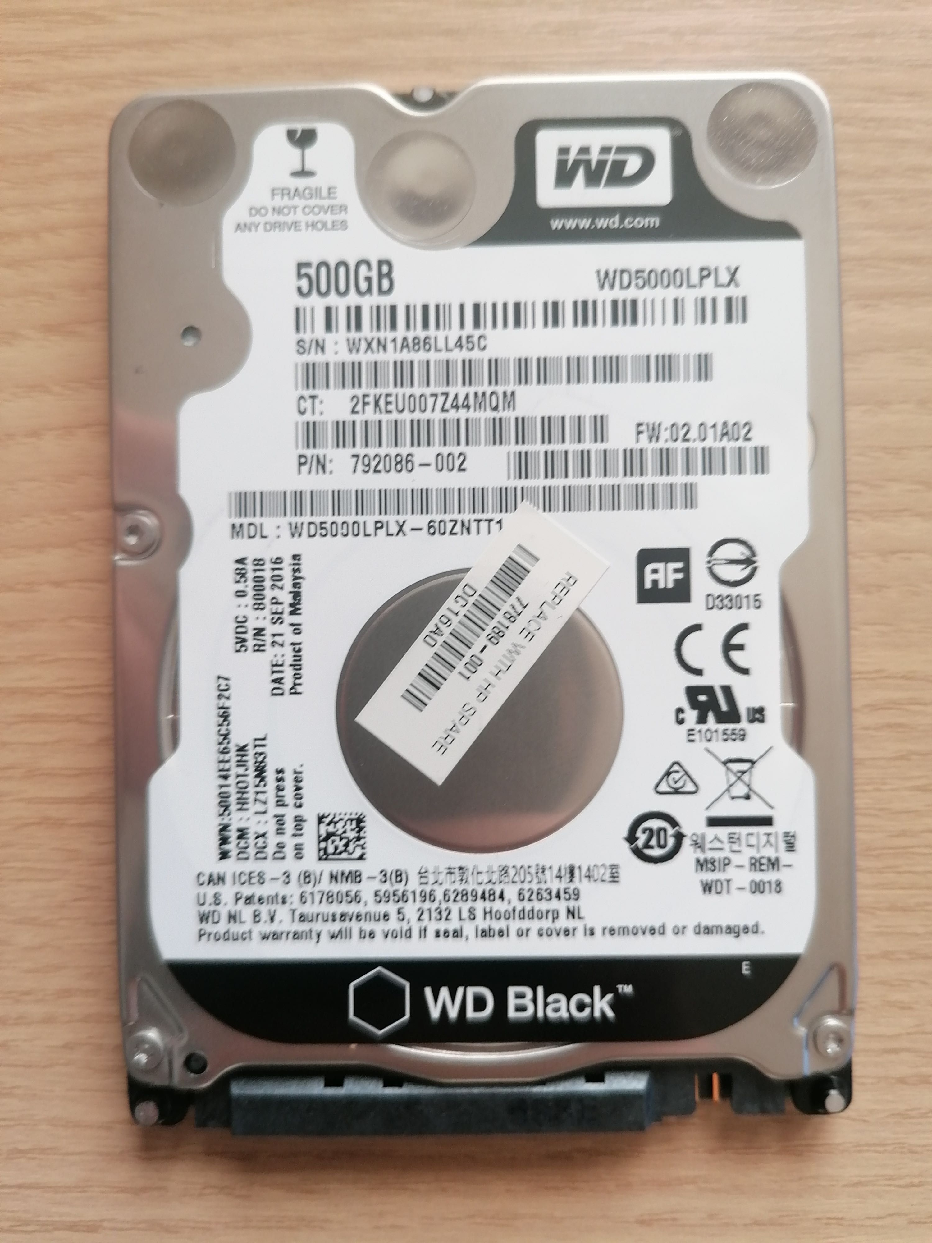 Disco wd black 500gb sata 2.5''