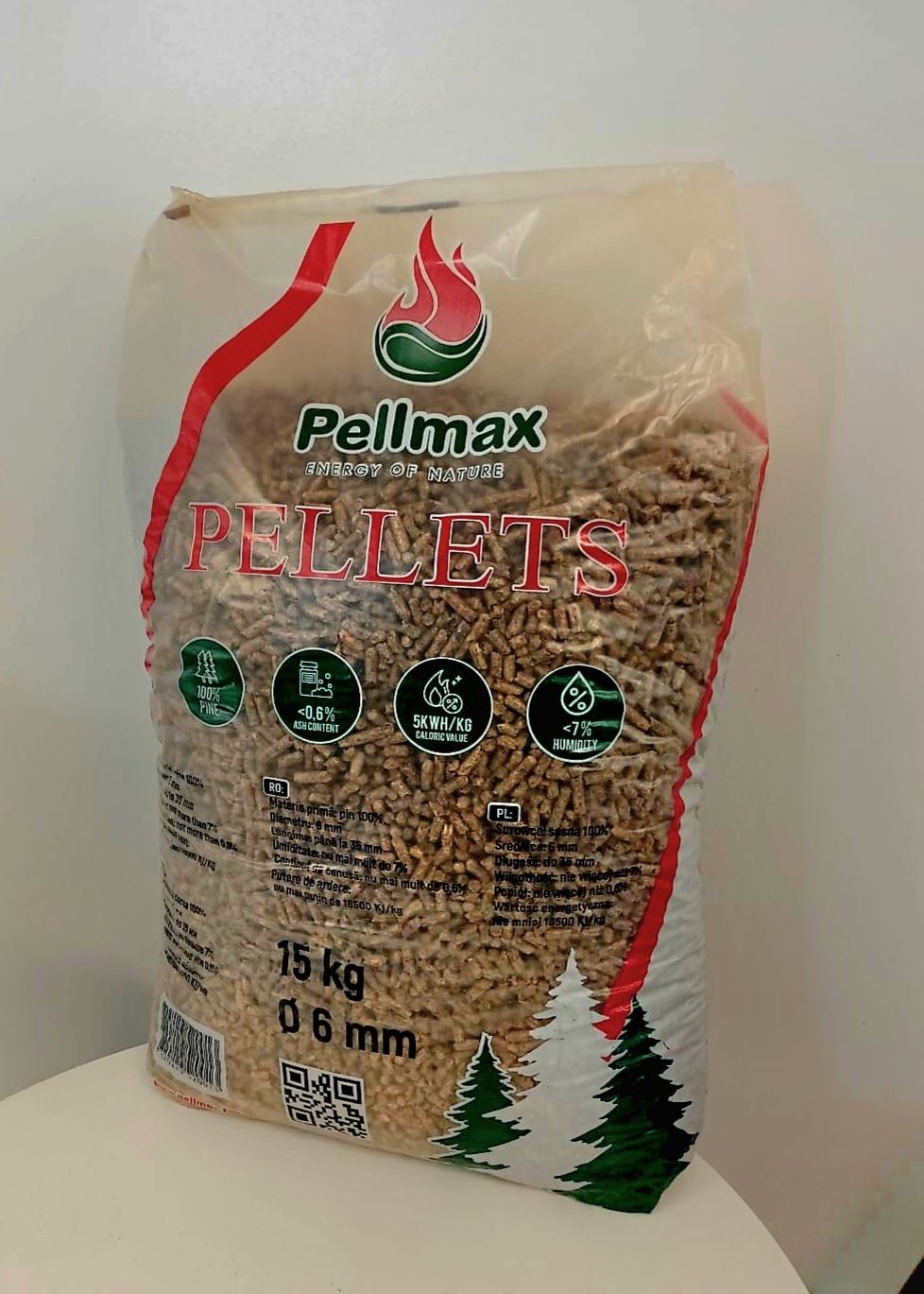 Pellet PELLMAX (990kg) 18,5 MJ/kg Pellegreeno pelet workowany po 15kg